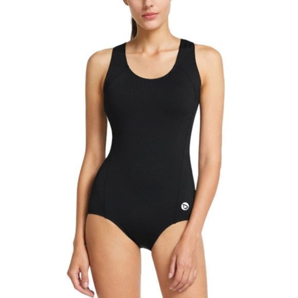 Women's BALEAF Racerback Athletic Modest Swimsuit Black Size 40 NWT #1915